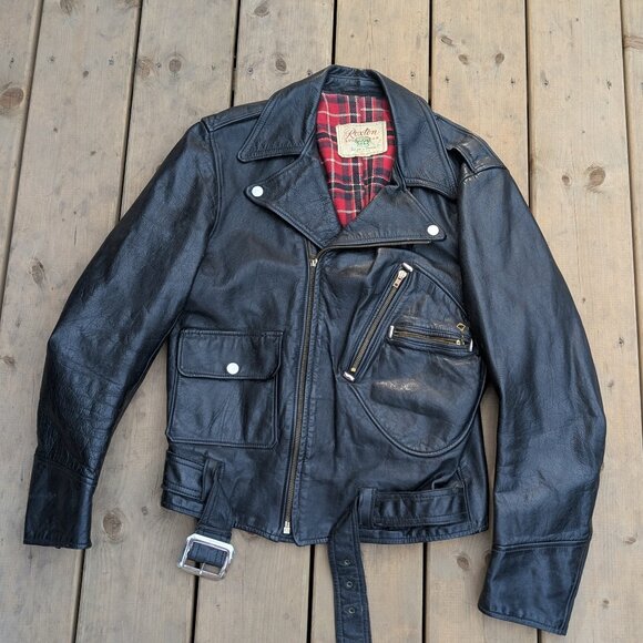 Vintage 1950s Roxton Sportswear Black Leather Motorcycle Jacket - Picture 1 of 11